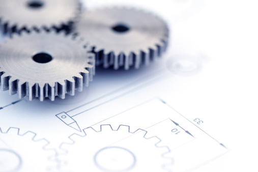 Engineering drawing with gears.